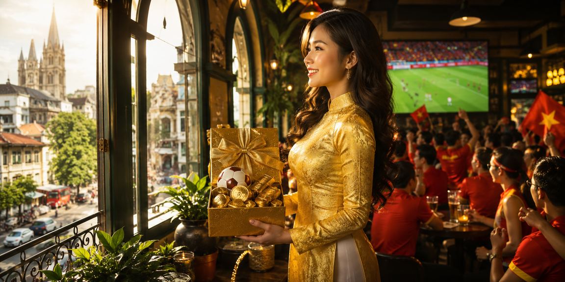 Phụ nữ mặc áo dài Hà Nội nhìn thông tin cá cược với vẻ bình tĩnh và suy nghĩ thận trọng