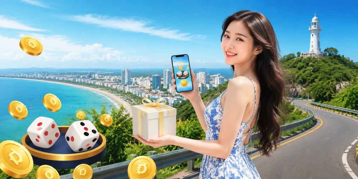 Cô gái Việt cầm xúc xắc tài xỉu trong không gian giải trí ven biển Vũng Tàu